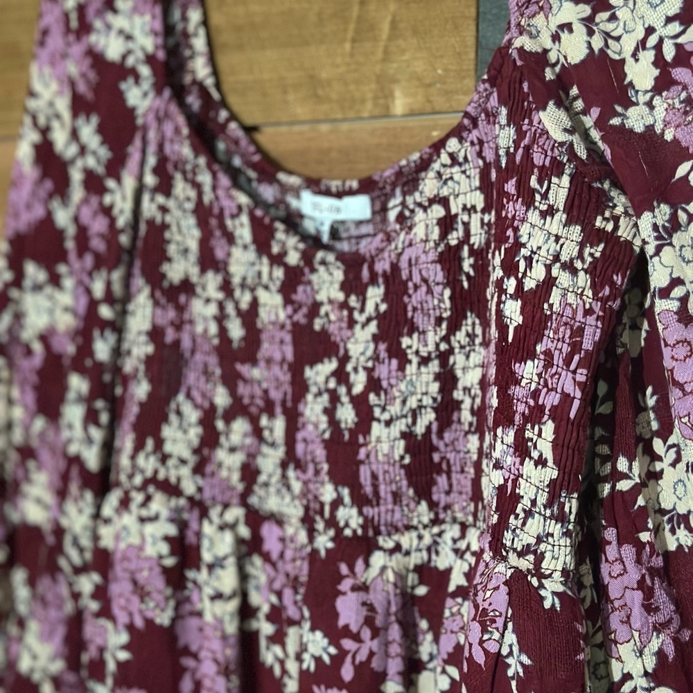 Smocked Floral Ruffle Hem Dress – Fall Boho Style - Picture 4 of 7